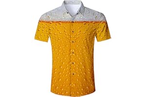 ALISISTER Mens Hawaiian Shirt 3D Print Casual Button Down Ugly Shirts Beach Holiday Aloha Short Sleeve Shirt