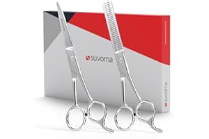 Tijeras de peluquería Suvorna de 6,5" con tijeras de entresacar para peluqueros y barberos - Tijeras afiladas de acero inoxidable para cortar y cortar capas