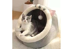 Voihamy Gato, Cueva para gatos, camas cómodas para gatos de interior, cesta para gatos para dormir, camas bonitas para gatos, cueva semicerrada para mascotas y perros