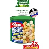Paşa Kavrulmuş Tuzlu Karışık Kuruyemiş, Teneke Kutu, 2x150 gr, Fındık-Badem-Kaju-Yer Fıstığı, Toplam 300 gr