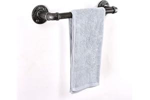 LINKPIPES Rohrhandtuch Bar Wand montiert Industriehandtuch Rack Halter Rustikale Heavy Duty Badezimmer Hardware (12 inch, Schwarz Grau)