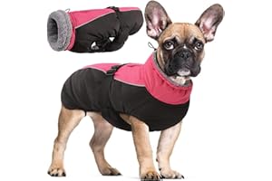 HJYOKUSO Manteau d'hiver pour Chien, Veste ImperméAble pour Chien, Veste d'hiver Chaude avec Doublure en Polaire, Manteau RéFlecteur Ajustable Et Confortable avec Trou pour Harnais pour Petits Et Moyens Chien