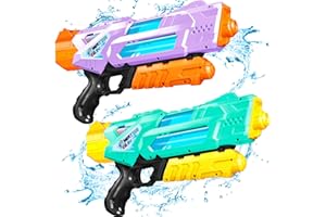 QUANQUER Wasserpistole für Kinder Erwachsene - 2 Pack Wasserpistole 1200ML großer Reichweite Super Wasser Blaster Soaker Wasserspritzpistole Sommer Draußen Schwimmbad Strand Sand Wasser Kampf Spielzeug