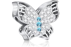 NINGAN Zawieszka charms w kształcie motyla, srebro wysokiej próby 925, charms do bransoletek Chamilia i europejskich bransoletek i naszyjników, Srebro,