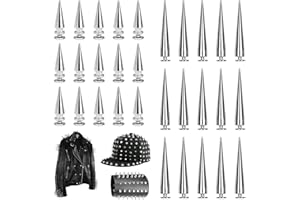 Orixo 30 Piezas Tachuelas para Ropa Picos 15Pcs 7 X 20 mm Tachuelas para Cuero+15Pcs 7 X 40 mm Remaches para Cuero, Metal Pinchos Punk para DIY Chaquetas Collares Pulseras