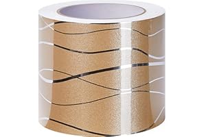 Yootiko Self Adhesive Wallpaper Border Wave Texture Border Stickers Decorative Ceiling Border for Bedroom Bathroom Kitchen Wall Decoration Gold