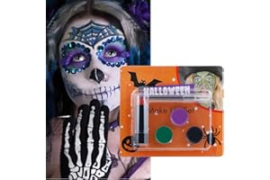 KATILUXIYA Purple Black Green Face Body Paint Demonic Special Effects SFX Halloween Makeup, Cream Washable Formula Face Painting for Halloween Cosplay, Face Painting Kit for Halloween (S)