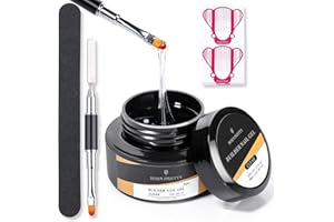 BORN PRETTY 60G Gel Ricostruzione Builder Unghie con Cartine, Pennello, Smalto Trasparente Semipermanente