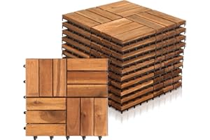 Vigevee Piastrelle Esterno 30 x 30 cm Pavimento per Esterno 11 pezzi 1 m Pavimento Giardino ad Incastro per Patio Terrazza Balcone Piscina Tagliabile