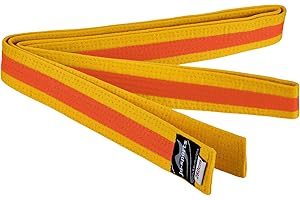 Ju-Sports Budogürtel weiß/gelb/weiß 100% Baumwolle 4 cm breit - Hautfreundlicher Kampfsport Gürtel mit exzellenter Feuchtigkeitsaufnahme für Budo, Judo, Karate, Kickboxen & mehr