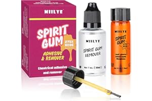 MIILYE Spirit Gum Adhesive and Remover – 15ml Professional Cosmetic Glue for Face, Skin, Body, Stage Special Effect Prosthetics Makeup & Cosplay Wig