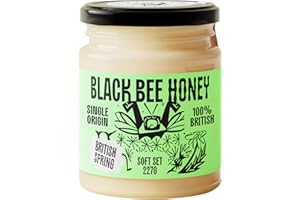 Black Bee Honey - Pure British Spring Soft Set Honey, Creamy and Lightly Sweet, Unprocessed Single Source from Hive to Jar, Never Blended - Delicious on Toast, Soothing in Drinks, 227g Glass Jar