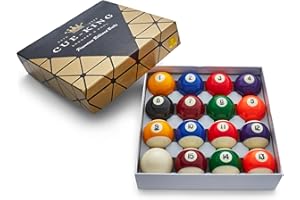 Cue-King Pool Balls, Grade AA, 2-1/4” Regulation Size, Pool Table Balls, Pool Ball Set, Premium Pool Balls, Spots and Stripes Pool Balls