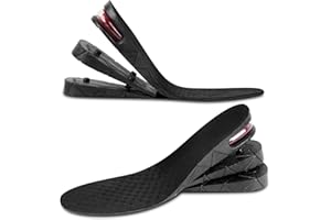 RTDEP 2 Strati 4 Strati Aumento di Altezza Solette Cuscino d'aria Alzatacco 5cm 9cm Regolabile Solette Rialzate Unisex Confortevole Solette Scarpe Rialzate (Füße: 36-45, Nero,7 Cm)