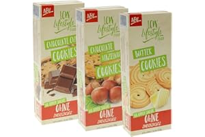 Kekse ohne Zuckerzusatz Set Chocolate Hazelnut + Butter Cookies + Chocolate Chip (3 x 135g) von LCW | zuckerarm mit Süßungsmittel | mit Maltit | mit Haferflocken | Kekse ohne Zucker - Zusatz*