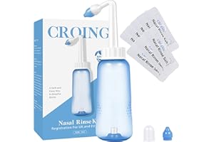 CROING 𝗜𝗿𝗿𝗶𝗴𝗮𝘁𝗼𝗿𝗲 𝗡𝗮𝘀𝗮𝗹𝗲 - 80 x Sale + 1 x Neti Lota Bottiglia (300ml) - Irrigatore Nasale per Lavaggi Nasali Neti Pot per Irrigazione Nasale con due Beccucci- Sinus Rinse kit