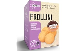 Biscotti Proteici Frollini Mandorla E Cacao EatPro 6 Monoporzioni Colazione Proteica, Snack Proteici, 30% Proteine 18% Fibre, Low Carb Biscotti Keto Diet, Dieta Chetogenica Prodotti, Dolci Proteici