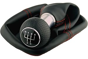 L & P Car Design L&P A0254-8 Schaltsack Schaltmanschette Schwarz Naht Rot Schaltknauf perforiert 5 Gang 12mm kompatibel mit VW Golf 2 II 3 III Polo 6N 35i UVM. GTI Look Plug Play Ersatzteil