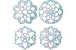 GORGECRAFT 16PCS Flor de la Vida Calcomanías para Ventanas Pegatinas Adhesivos de Vidrio Estático Puerta Corrediza Película de Vinilo No Adhesiva Calcomanías para el Hogar