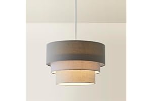 MINISUN Beautiful Round Modern 3 Tier Grey Fabric Ceiling Designer Pendant Lamp Light Shade
