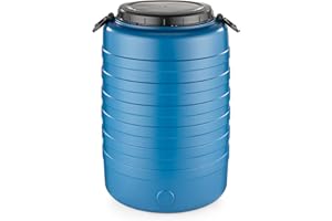 F & R Regentonne 60l mit Griffen mit Deckel HDPE lebensmittelecht Stabiler Wasserbehälter Regenfass Wassertank Garten Frischwassertank