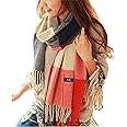 ECOMBOS Winter Tartan Scarf - Women Long Plaid Scarves Warm Wool British Style Spinning Tassel Shawl Stole For Women Ladies
