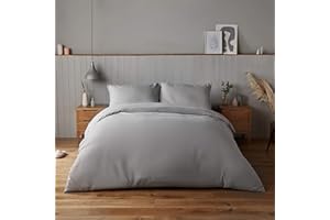 Silentnight Supersoft Duvet Set - Cosy & Comfortable Delicate Touch - Luxurious Easy Care Microfibre with Button Fastening - Stylish & Modern Duvet Quilt Cover + Pillowcase Bed Set, King, Grey