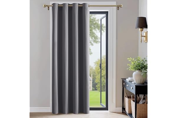 PONY DANCE Rideau Occultant - Décoration de Porte Fenêtre Intérieurs - Lot de 1 Panneaux Anti Chaleur Anti Froid avec Oeillets Isolation Lumineux, Largeur 132 x Hauteur 210cm, Gris