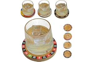 Smiths Mason Jars 190ml 4 Set Spinning Old Fashioned Whisky Glasses Rotatable Base, Cocktails Games for After Dinner Parties - 4 Boardgames in one Pack