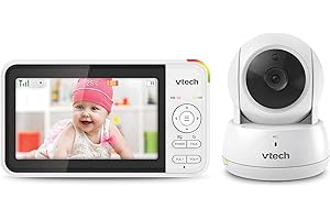 VTech VM924 Baby Monitor with Camera, Pan&Tilt,Video Baby Monitor with 5" LCD Screen,Up to 17 Hrs Battery Life,1.33x Zoom,Night Vision,300m Long Range,Soothing Sounds,2-Way Talk,Secured Transmission