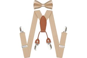 jerbro Hosenträger mit Fliege Set für Kinder Jungen Mädchen Körpergröße ca 1-8 Jahre Geburtstagsfeier Party Tägliches Tragen Kostüm Zubehör