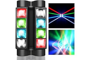 BETOPPER Cabeza Móvil LED DJ, Foco de Iluminación RGBW 8x3W, Control DMX/Auto/Sonido - Para Escenarios, Bares, Discotecas, Hogar - Efectos de Luz Estroboscópica y Spider Flash (1)