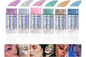 Welhammsae Glitter Body Gel, 6 Pezzi Glitter per Il Corpo, Body Glitter Stick, Brillantini Make Up Gel, Chunky glitter per Festival Cosmetici Viso Capelli Trucco