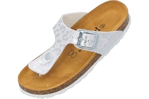 Palado Zehentrenner Mädchen Kids Kos G Leo – coole Sandalen Made in Spain - bequeme Hausschuhe mit Leo-Muster - modische Sommerschuhe mit Kork-Fußbett