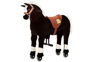animal riding ZRP001S Reitpferd Maharadscha (für Kinder ab 3 Jahren, Sattelhöhe 56 cm, mit Rollen) ARP001S, Schwarz, S