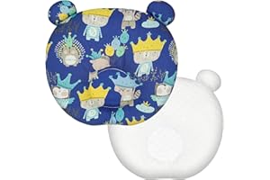 FORYEE 9.64 X 8.74 Inch Bear Shape Washable Children's Pillow Soft cotton Breathable Multi-purpose Portable Feeding Pillow Stroller Headrest Travel Pillow (Prince)
