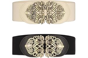 LALAFANCY Ceinture large à taille élastique pour femme 2 pièces rétro Ceinture Élastique