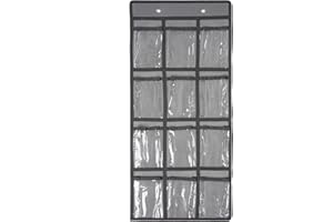 SAVORLIVING Organizer da Parete con 12 Tasche, Portaoggetti da Parete, Ideale per Classi, per Riporre Calcolatrici e Cellulari, Borsa portaoggetti da appendere con 2 Ganci in Metallo, Grigio