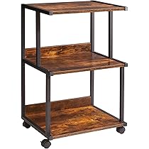 Scaffale Porta Stampante HOOBRO Con Rotelle - 3 Ripiani, Design Industriale, Marrone