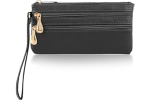 simarro Wristlet Clutch Purse, Lambskin Soft Leather Long Multi-pocket Wrist Bag With Strap Portable Wallet for Women Coin Pocket Credit Card ID Key Headset Lipstick Phone