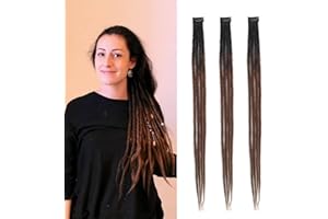 Dsoar Clip In Dreadlock Extensions 24 Inch 3PCS Ręcznie Robione Syntetyczne Dredy 0,6 cm z Klipsami Miękkie Szydełkowe Przedłużenia Loków