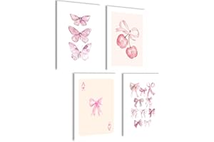 Mojoliving Aura Lot de 4 posters Aesthetic Room Decor Y2k Preppy Images (Lot de 4 posters A4 (21 x 30 cm), Sans cadre)