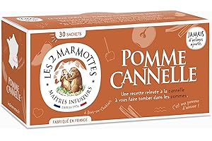 Les 2 Marmottes - Infusion Pomme Cannelle 30 sachets - Gourmande et fruitée - Made In France - Sans arômes ajoutés - 45g
