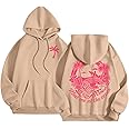Pink Puff Graphic Hoodies for Teen Girls Kids Womens Cute Letter Print Casual Preppy Sweatshirts Oversized Long Sleeve Y2K Streetwear Tops Pullover