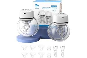 Bellababy Hands-Free Breast Pumps Wearable, Electric Double Breast Pumps Portable, Effective Suction, 4 Modes & 6 Levels, 6 oz, 2 Packs (24mm Flanges, with 21mm/19mm/17mm Inserts)