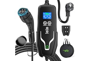 EVJUICION Chargeur Voiture Electrique 3,68kW [6A-16A, 0-12H] Programmé 6 Mètres Chargeur Type 2 avec Ecran Numérique et Support Mural, Domestique Cable Recharge Voiture électrique Portabilité avec Sac
