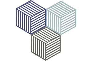 Zone Denmark - Lot de 3 Dessous-De-Plat en Silicone - Design GéoméTrique Moderne - Résistant À 250°C - Lave-Vaisselle - 2 Dimensions - Indigo/Fog/Olive Taupe