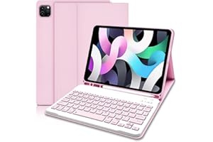 QOOSEA iPad Air 5th Generation Keyboard Case 10.9“2022, Slim Smart Keyboard Case for iPad Air 5th Gen 2022/Air 4th Gen 2020 10.9 Inch/Pro 11 2018, Detachable Wireless Keyboard with Pencil Holder (Pink)