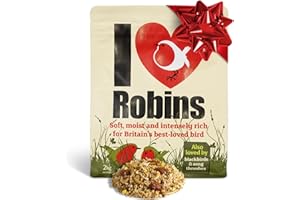 JACOBI JAYNE Robin Food 2kg - I Love Robins - super-rich high energy bird food for robins, blackbirds and thrushes, Brown