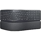 Logitech K860 ERGO Gelişmiş Ergonomik Kablosuz Klavye, Bilek Desteği, Bluetooth ve USB Bağlantılı, Sessiz, &Ouml;zelleştirilebilir